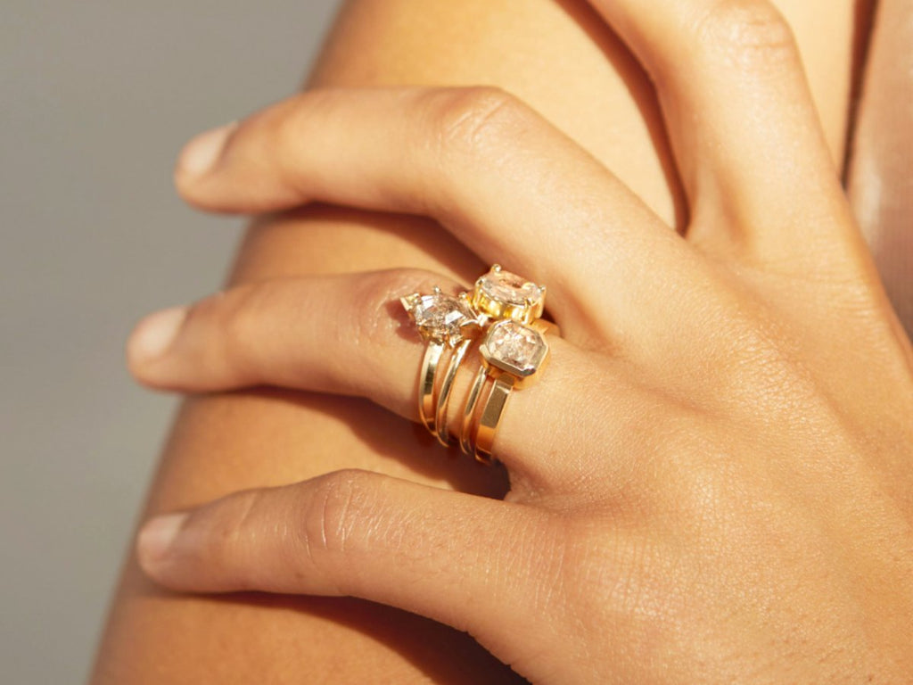 unique rings handmade in London by Maya Magal UK grey diamond rings