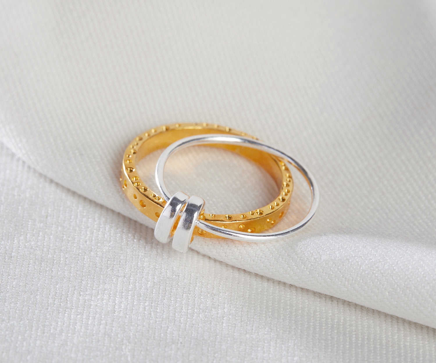 Molten Double Stacking Ring Set, 18ct Gold Plated