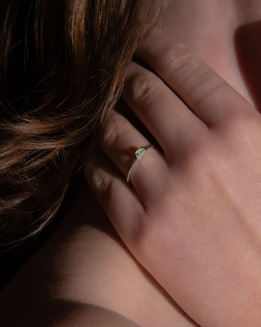 October Opal Birthstone Baguette Ring