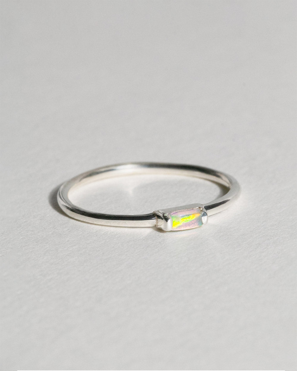 October Opal Birthstone Baguette Ring