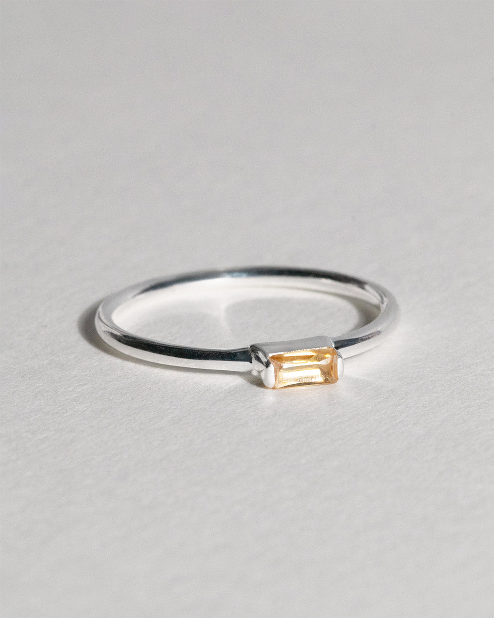 November Citrine Birthstone Baguette Ring