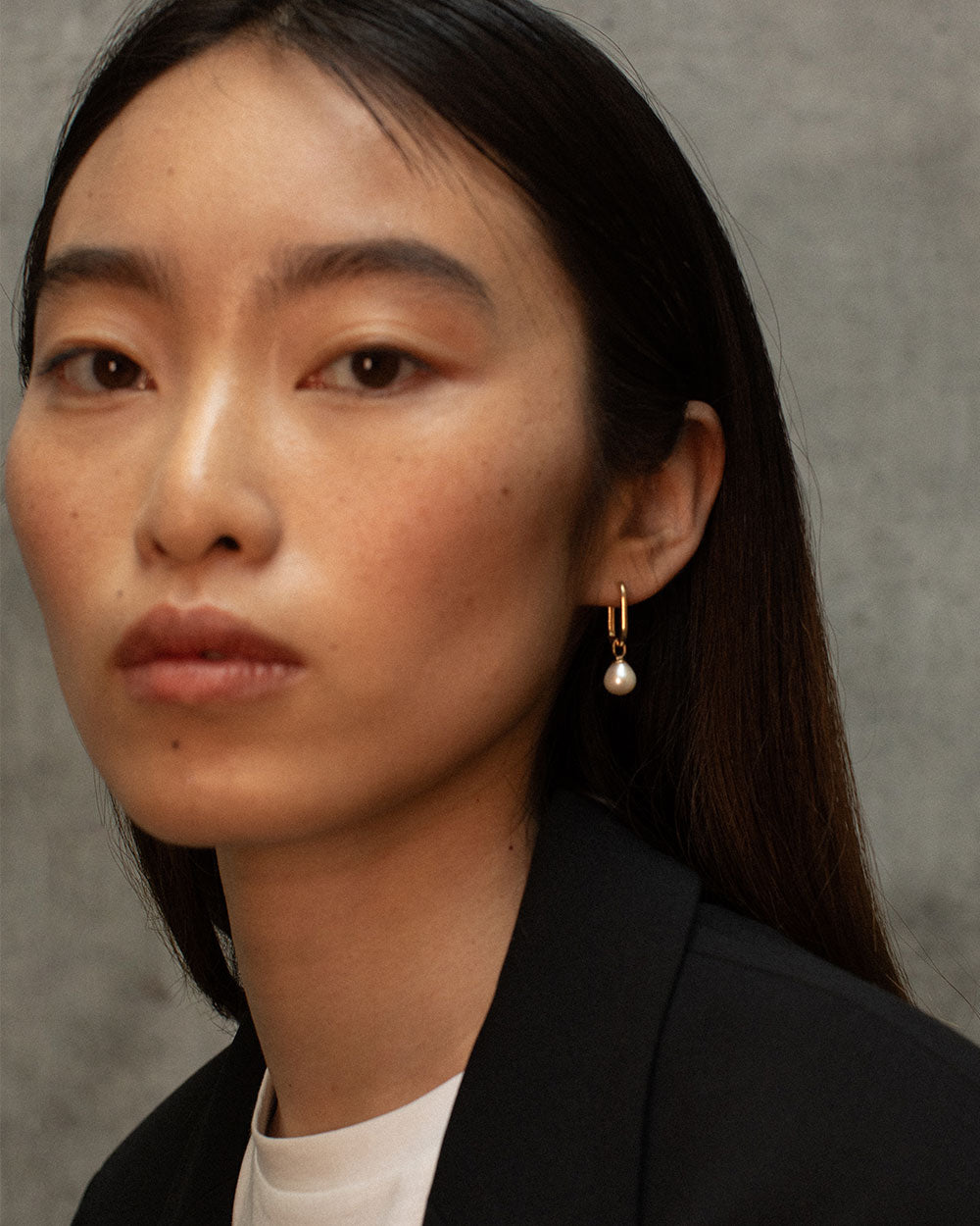 Solid Gold Pearl Hoop Earrings