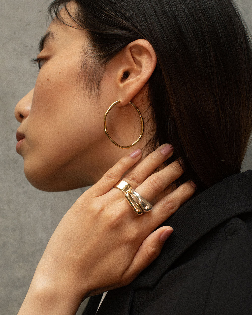 Large Organic Hoop Earrings