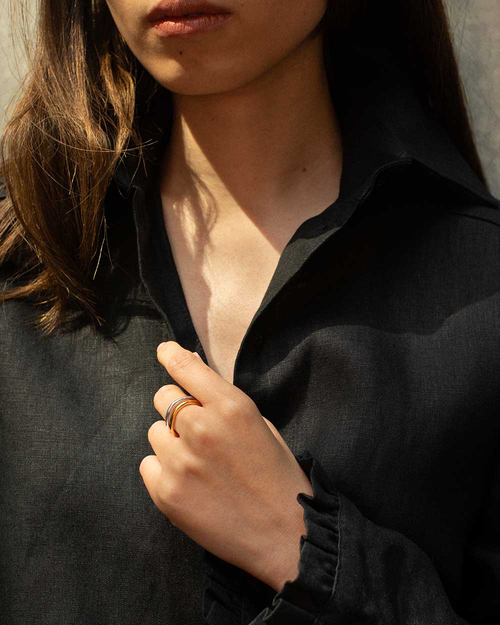 Lava Adjustable Two Tone Ring