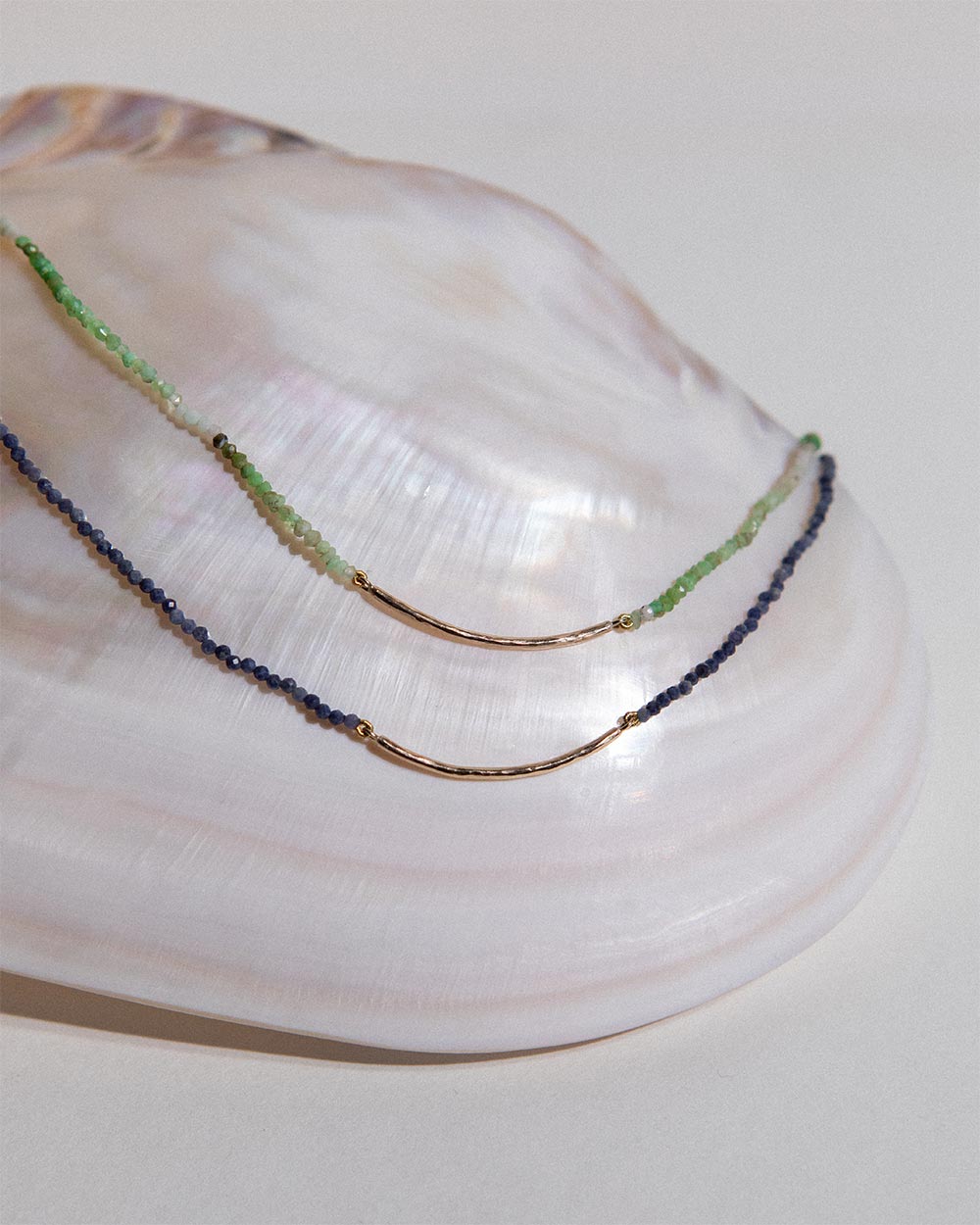 Milos Chrysoprase Beaded Bar Necklace