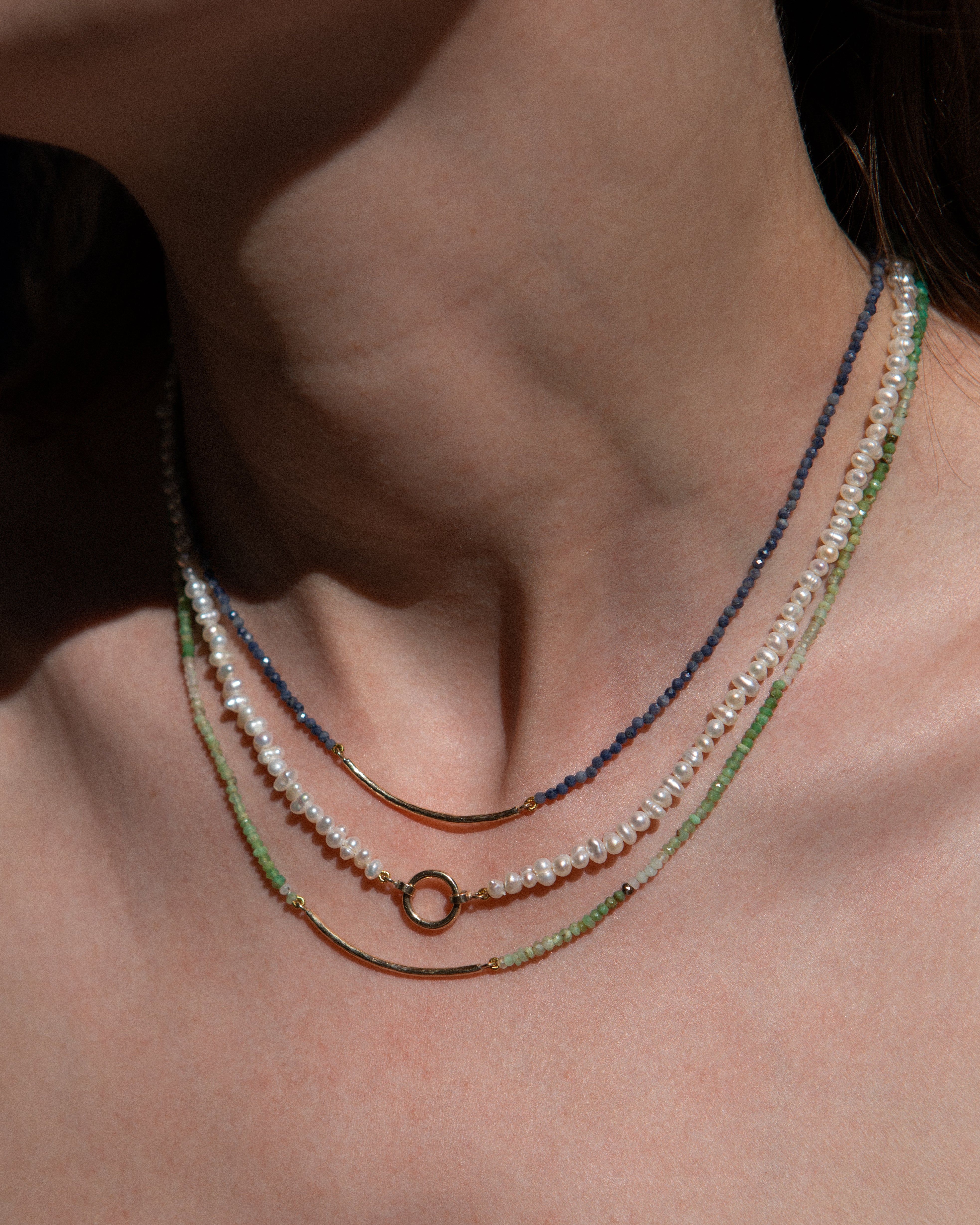 Milos Sapphire Beaded Bar Necklace