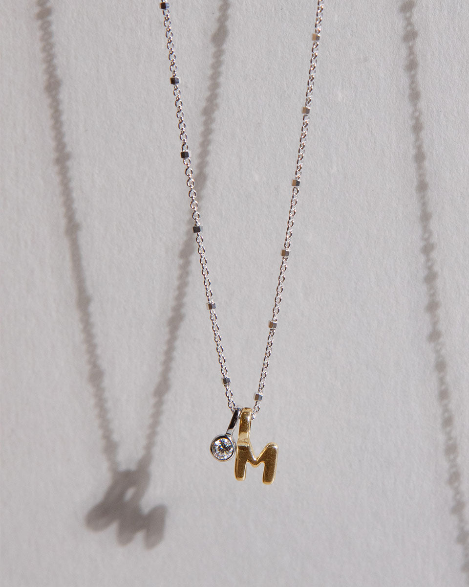 Initial Diamond Charm Necklace