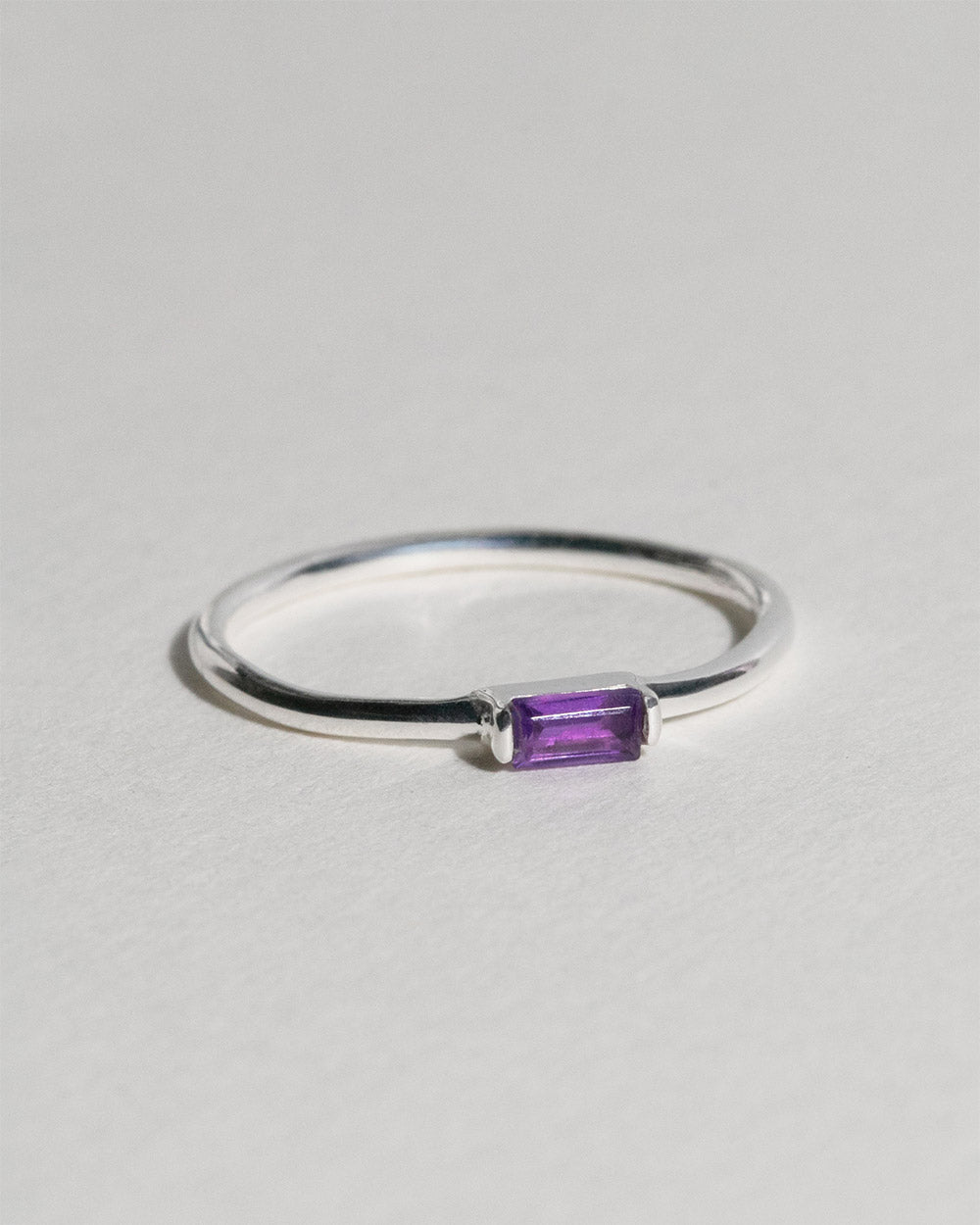 February Amethyst Birthstone Baguette Ring