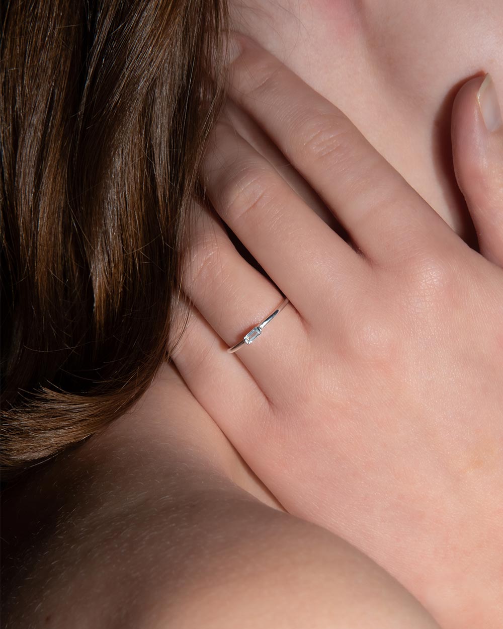March Aquamarine Birthstone Baguette Ring