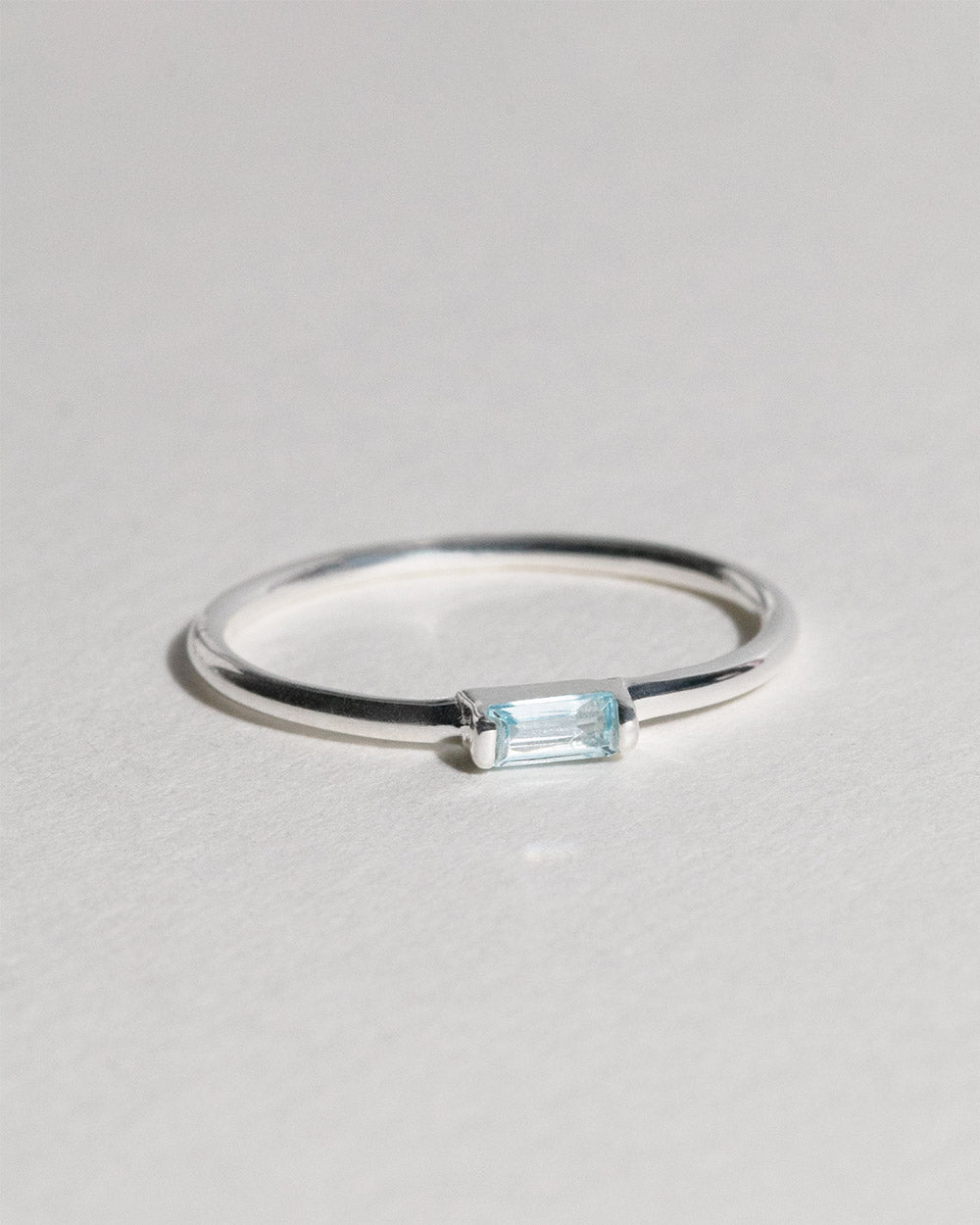 March Aquamarine Birthstone Baguette Ring
