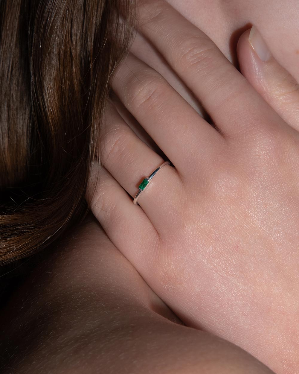 May Emerald Birthstone Baguette Ring