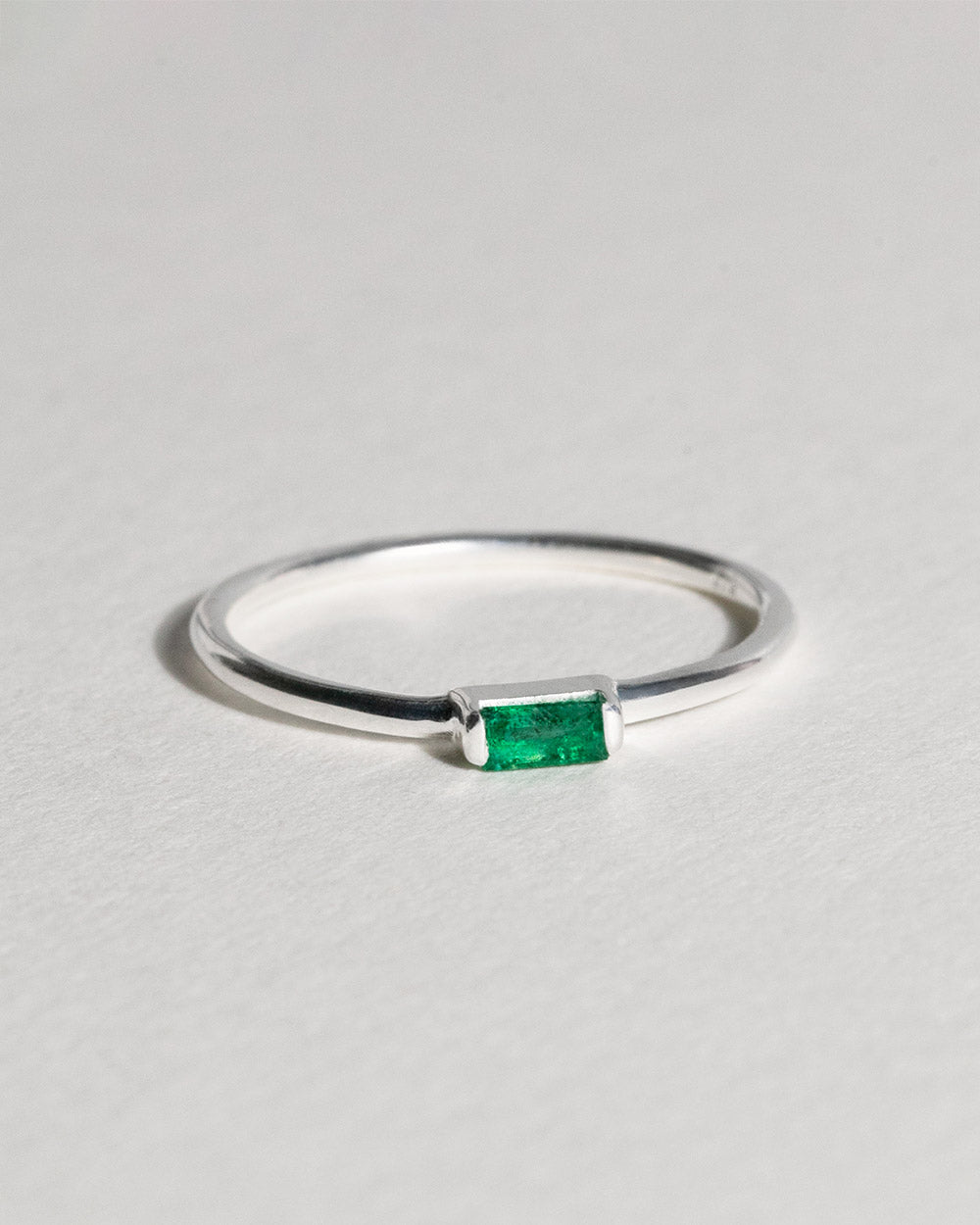 May Emerald Birthstone Baguette Ring