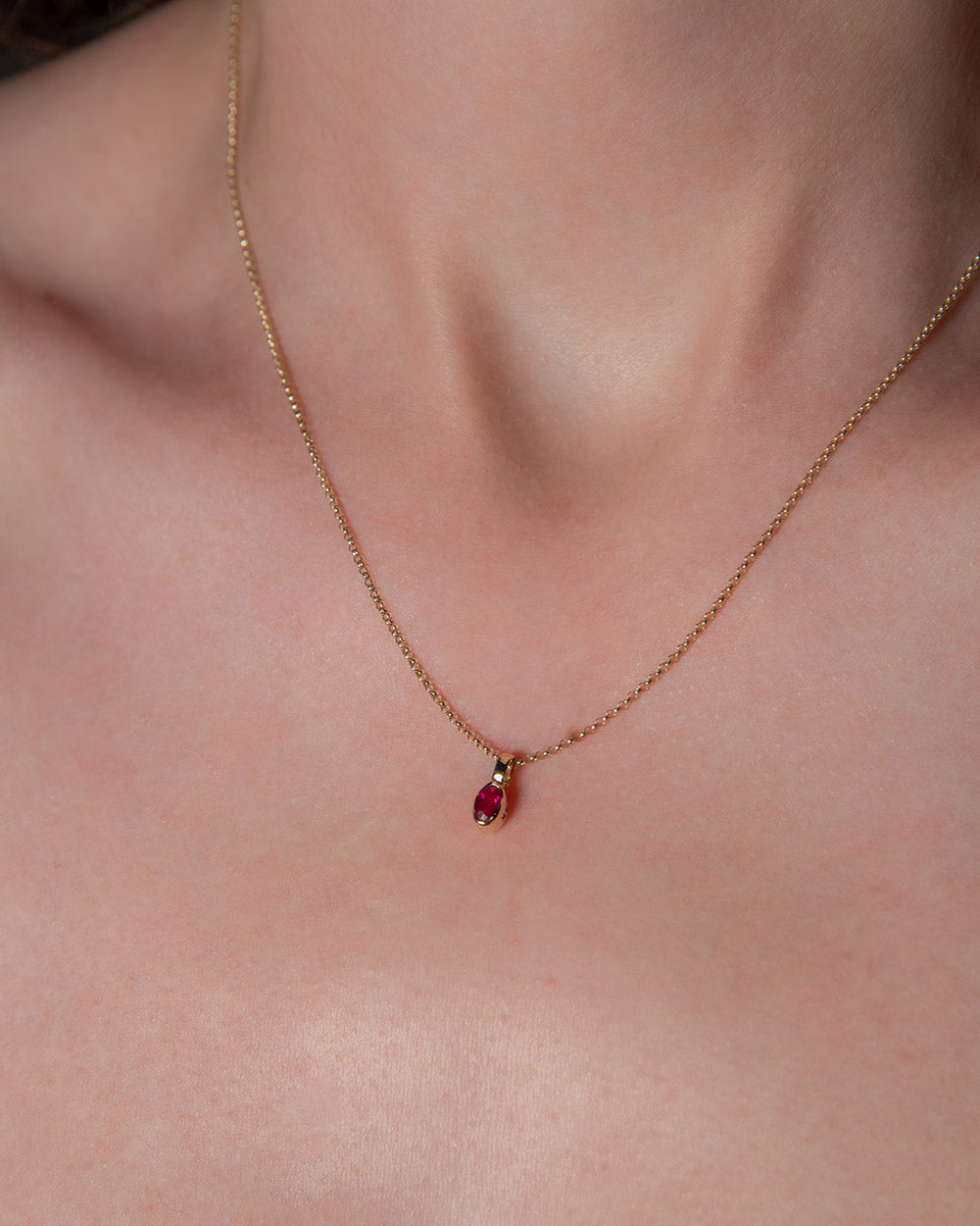 July Ruby Birthstone Oval Charm