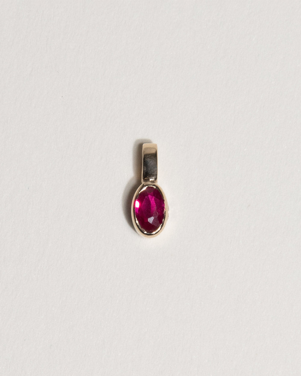 July Ruby Birthstone Oval Charm