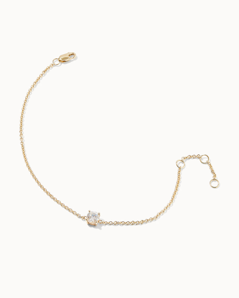 Recycled 9ct solid yellow gold bracelet with white diamond handcrafted in London by Maya Magal London