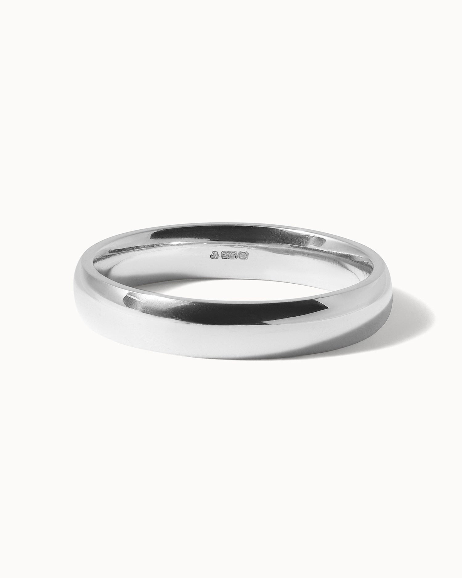 Solid White Gold Classic Ring - 4mm Band