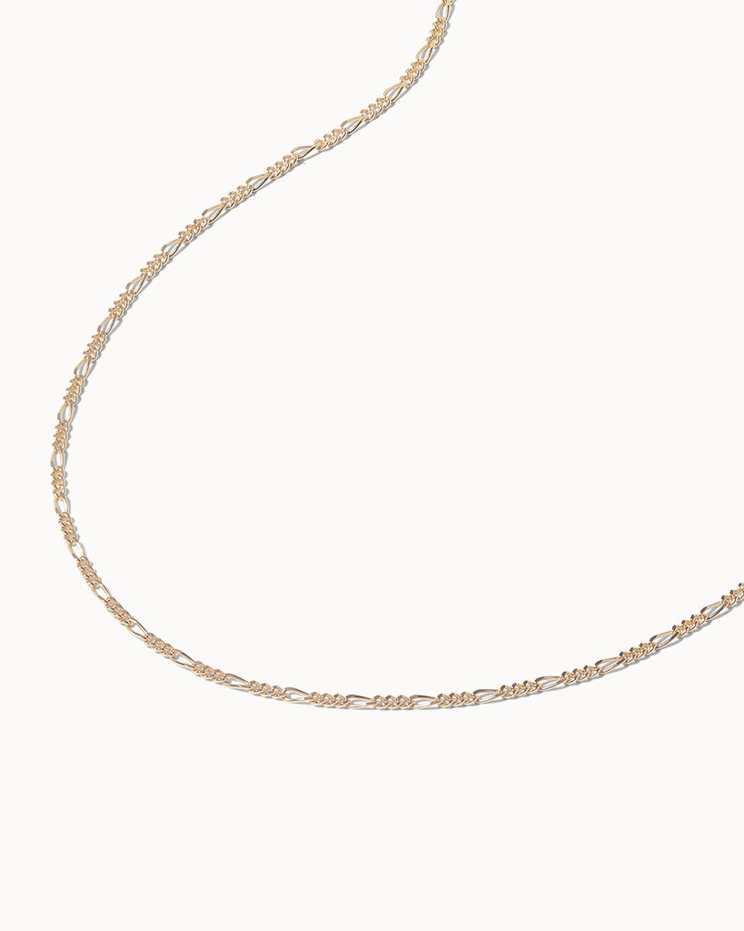 18ct gold plated sterling silver figaro chain necklace by Maya Magal London