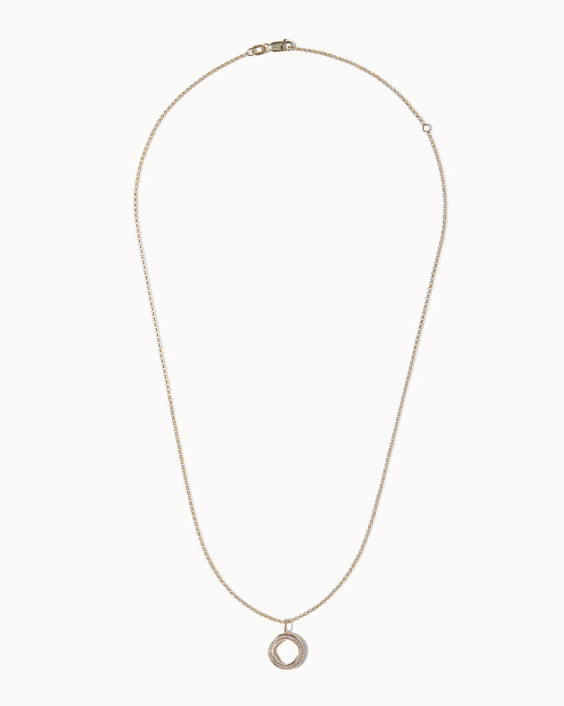 9ct solid gold and white diamond pendant necklace handcrafted in London by Maya Magal jewellery
