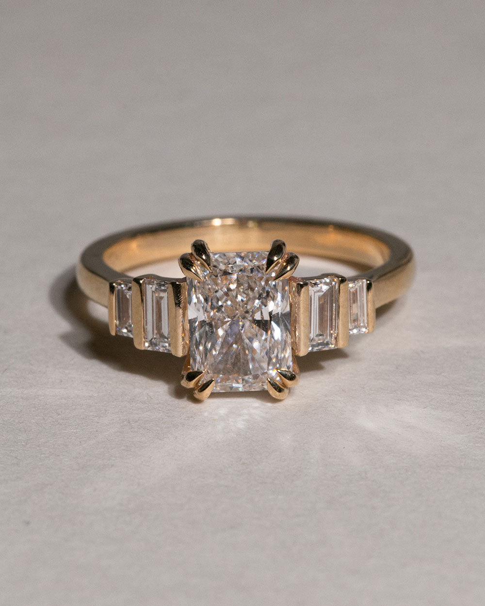 9ct Yellow Gold Lab Grown Diamond Geometric Five Stone Ring