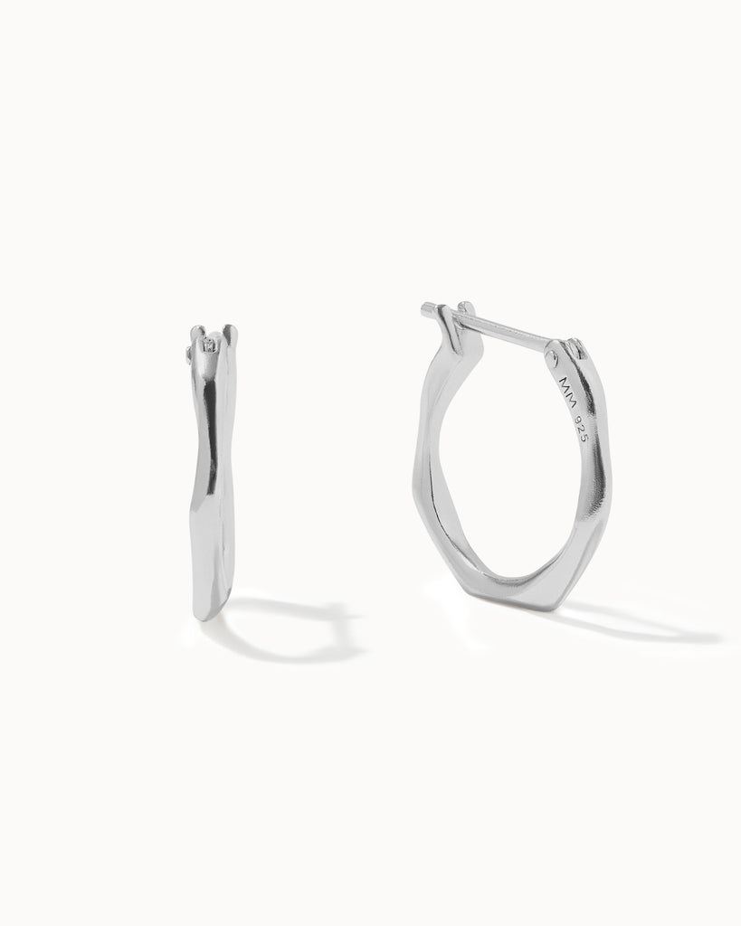 recycled 925 sterling silver lava hoop earrings handcrafted in London by Maya Magal