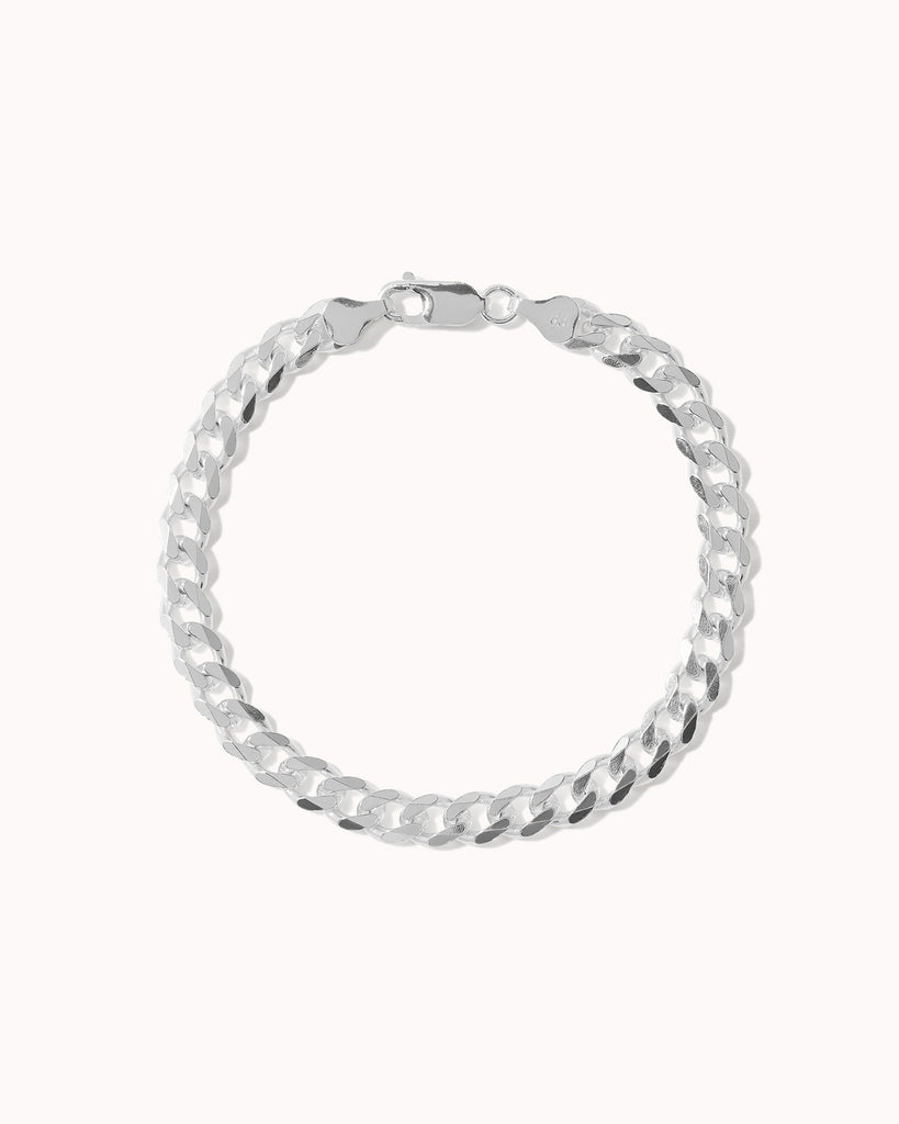 925 Recycled Sterling Silver Heavy Curb Bracelet handmade in London by Maya Magal sustainable jewellery brand