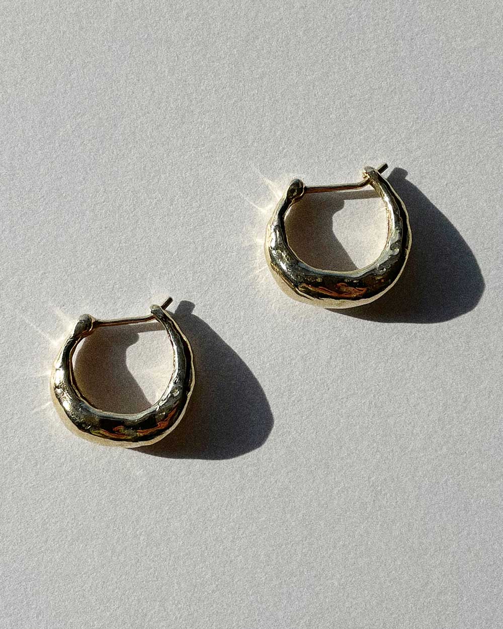 Solid Gold Molten Hoop Earrings