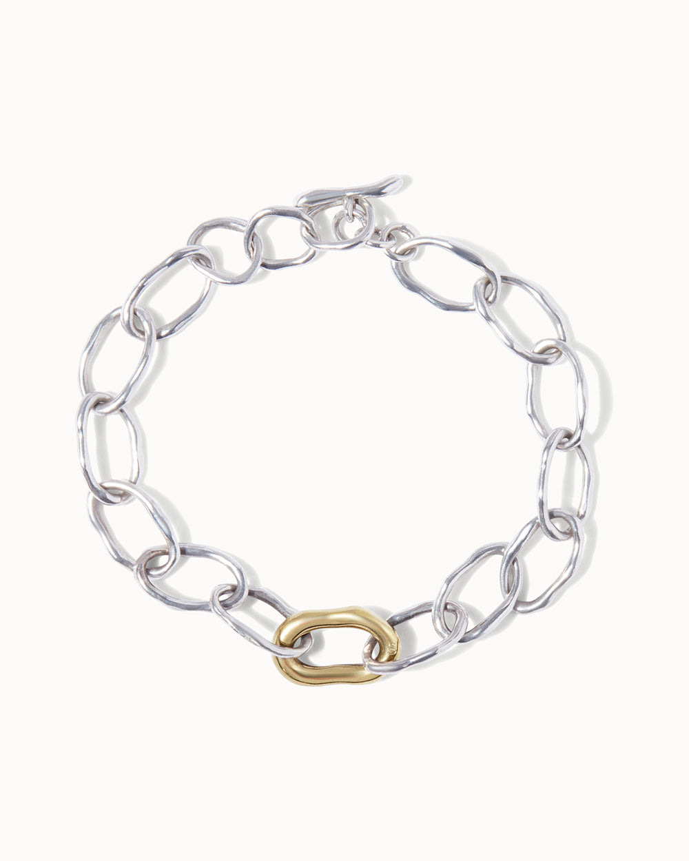 recycled silver and gold chain bracelet handmade in london by maya magal