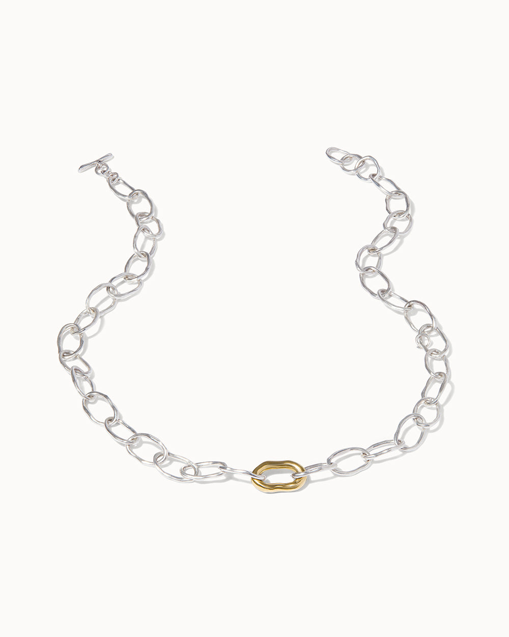 Sustainably made chain necklace in recycled silver and solid gold from Maya Magal Jewellery