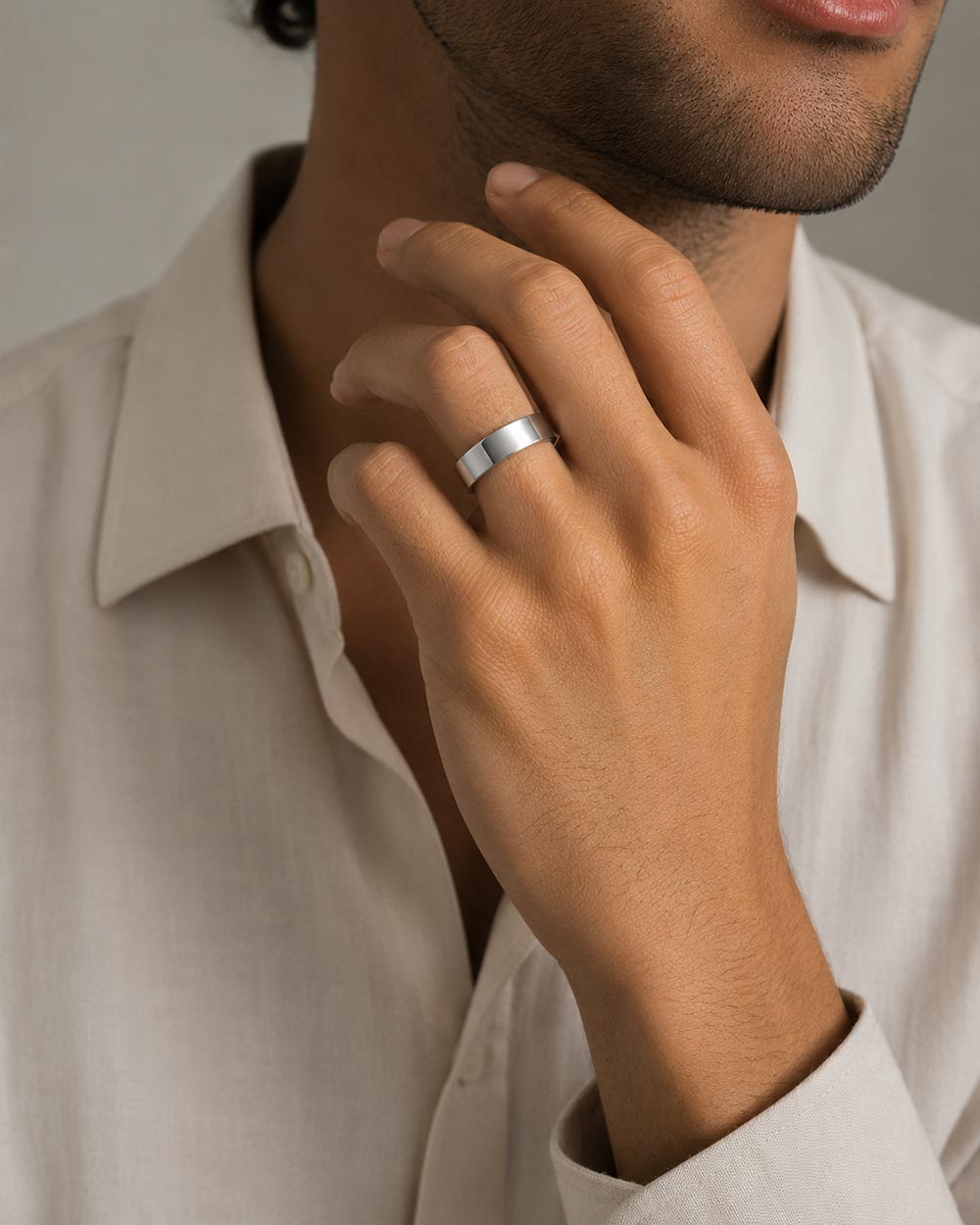 Platinum Heavy Signature Band Ring