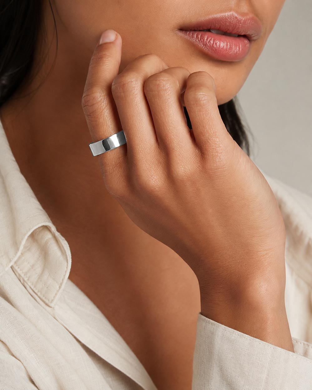 Platinum Heavy Signature Band Ring