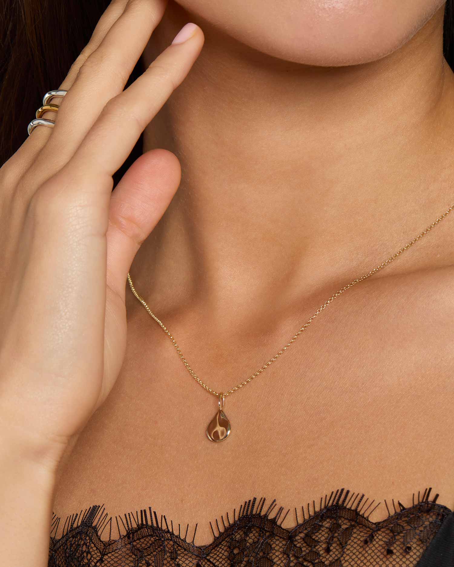 Engravable Drop Charm Necklace