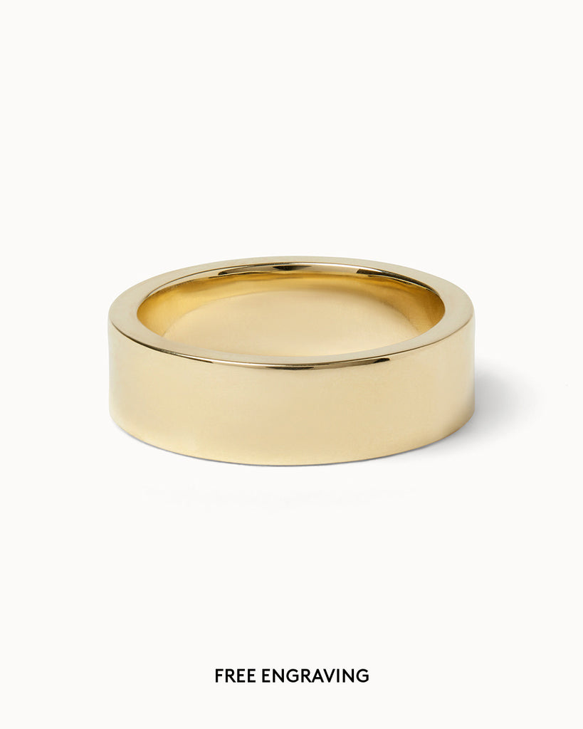 Solid gold signature band ring handcrafted in London by Maya Magal Jewellery