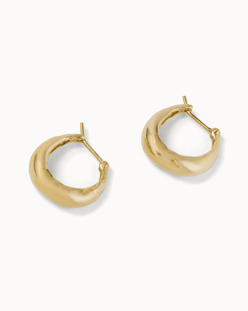 chunky hoop earrings in recycled solid gold handmade at maya magal london atelier
