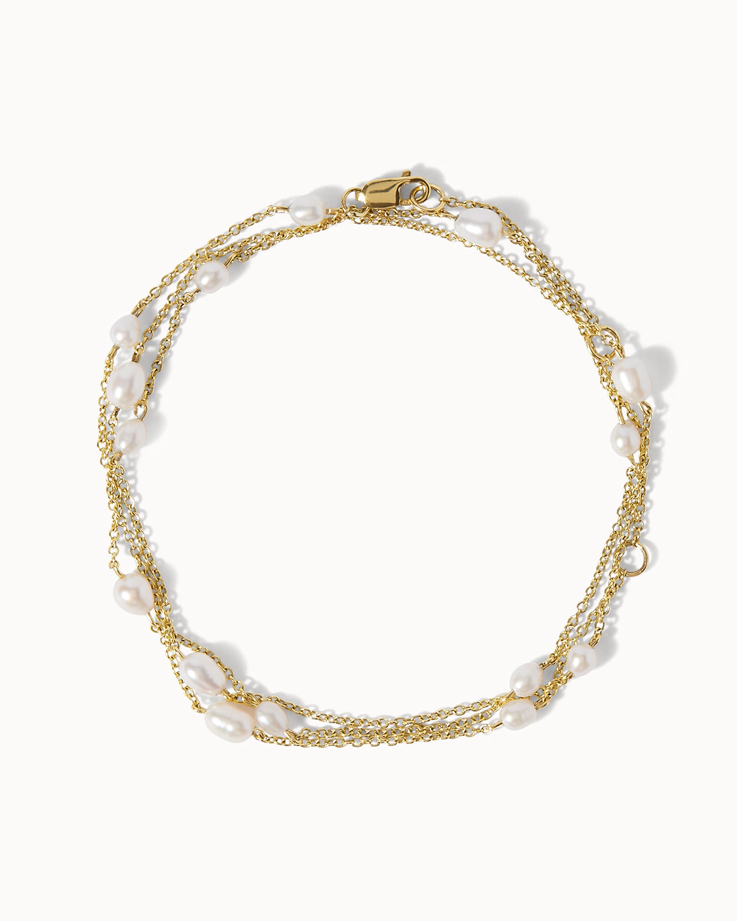 Solid Gold Long Pearl Necklace