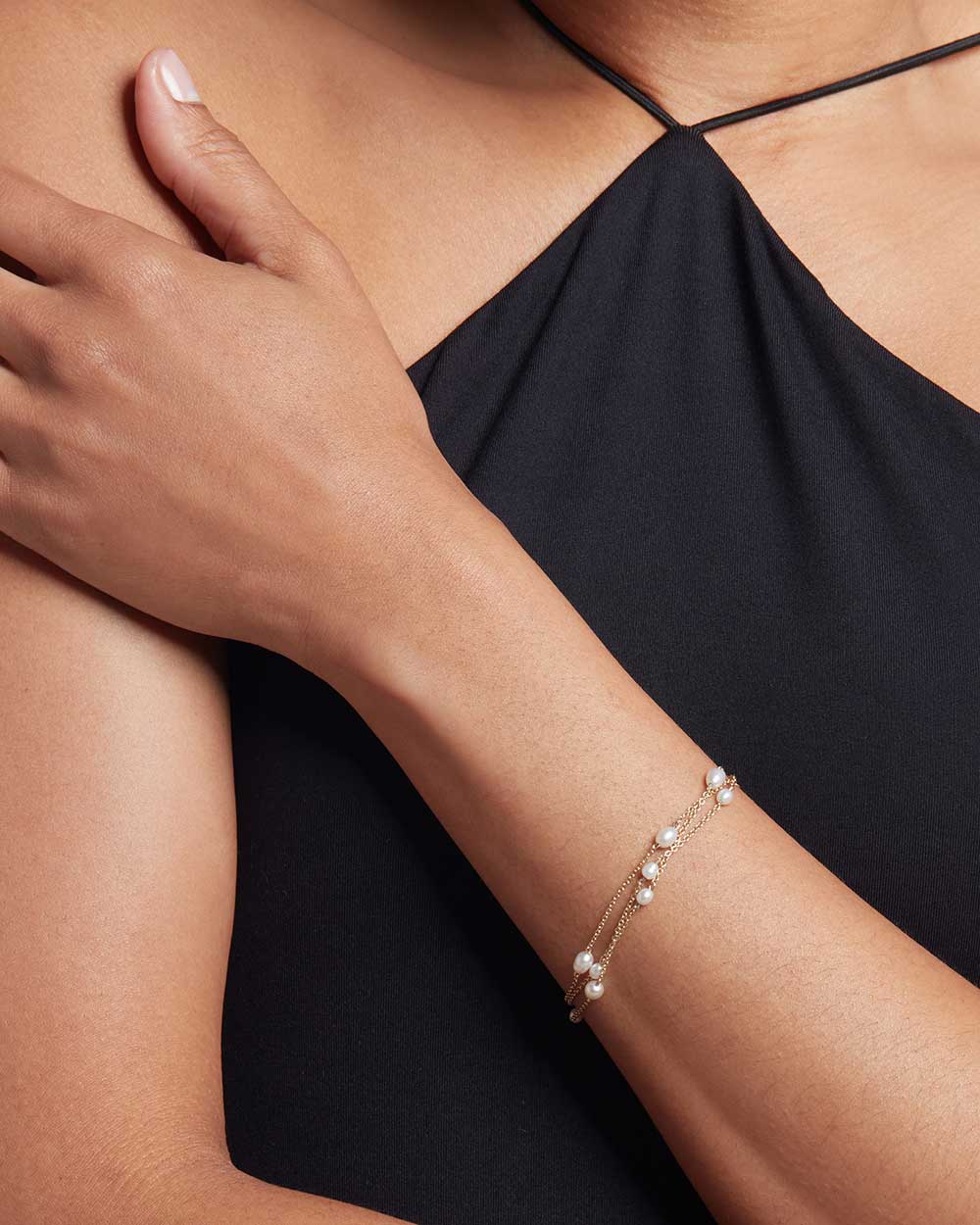 Solid Gold Long Pearl Necklace