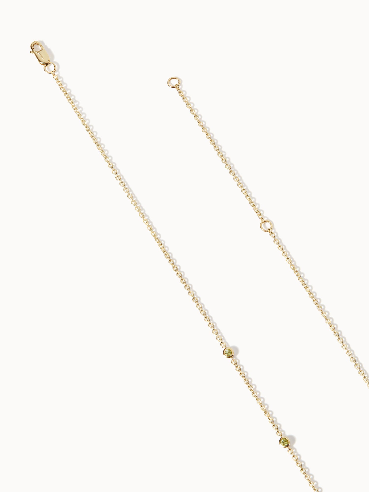 August Peridot Birthstone Station Necklace