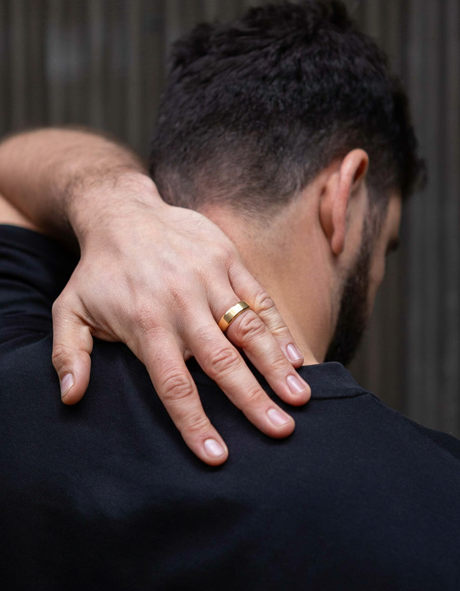 Solid Gold Bevelled Edge Ring - 4mm Band