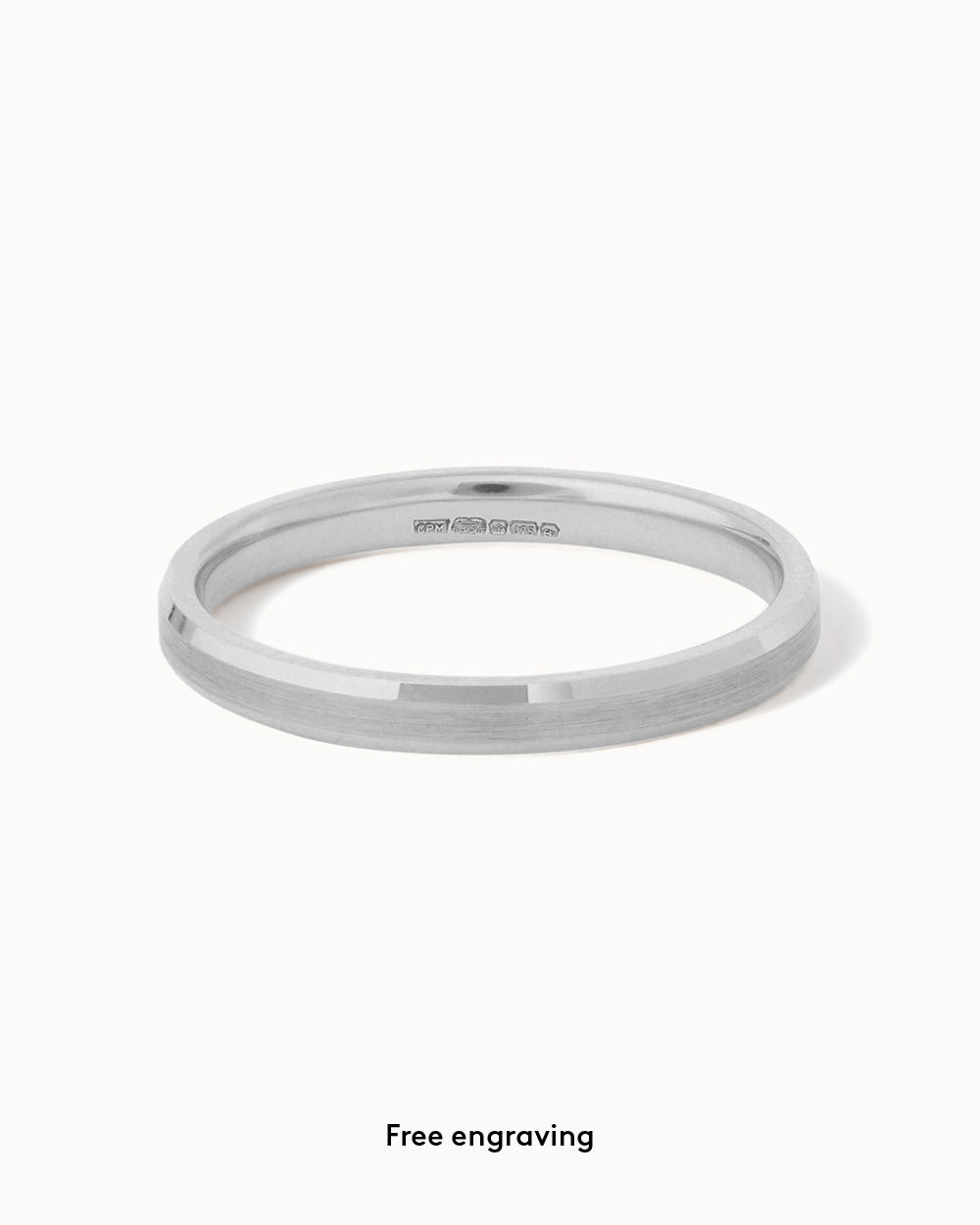 Platinum Bevelled Edge Ring - 2mm