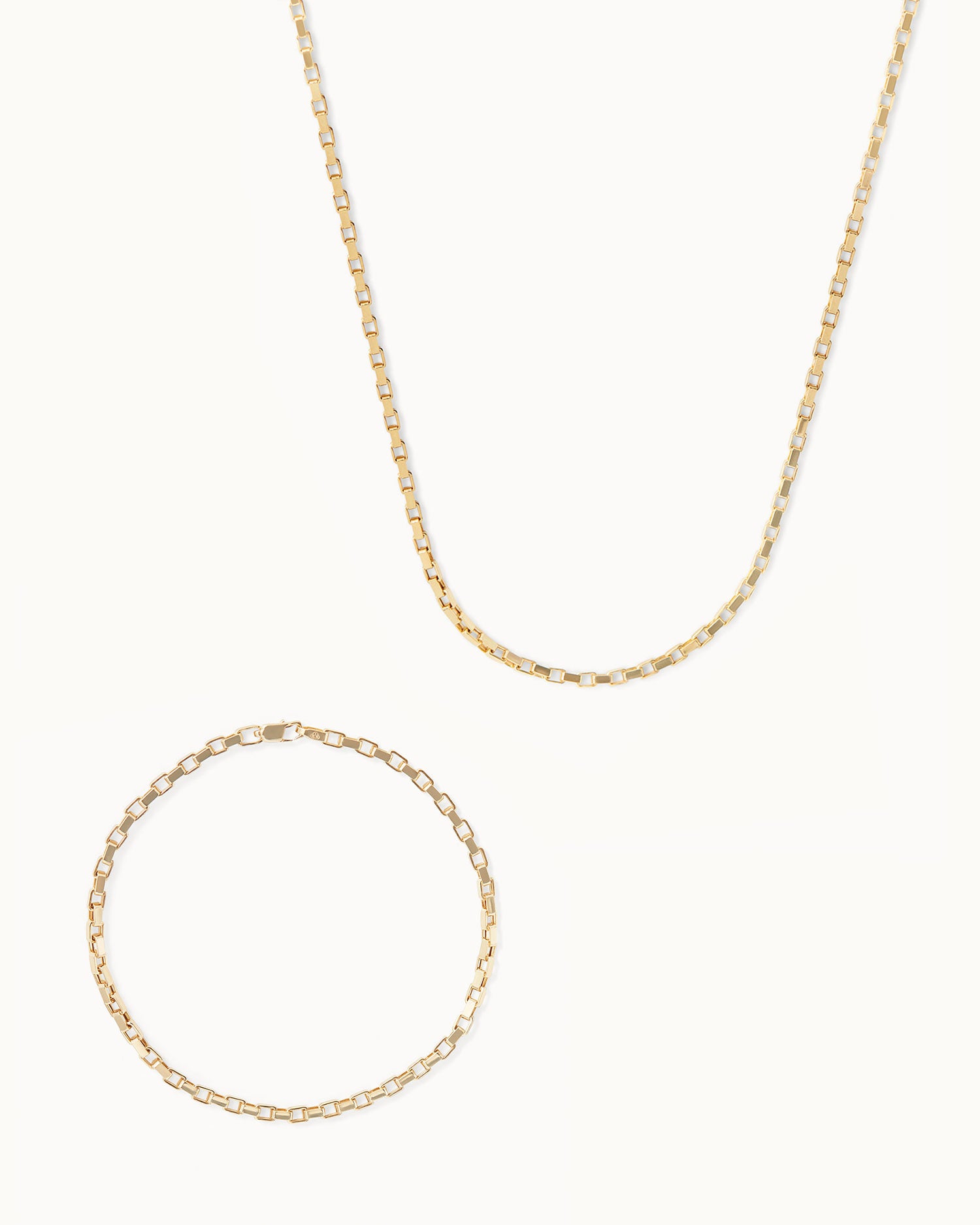 Box Chain Necklace and Bracelet Set
