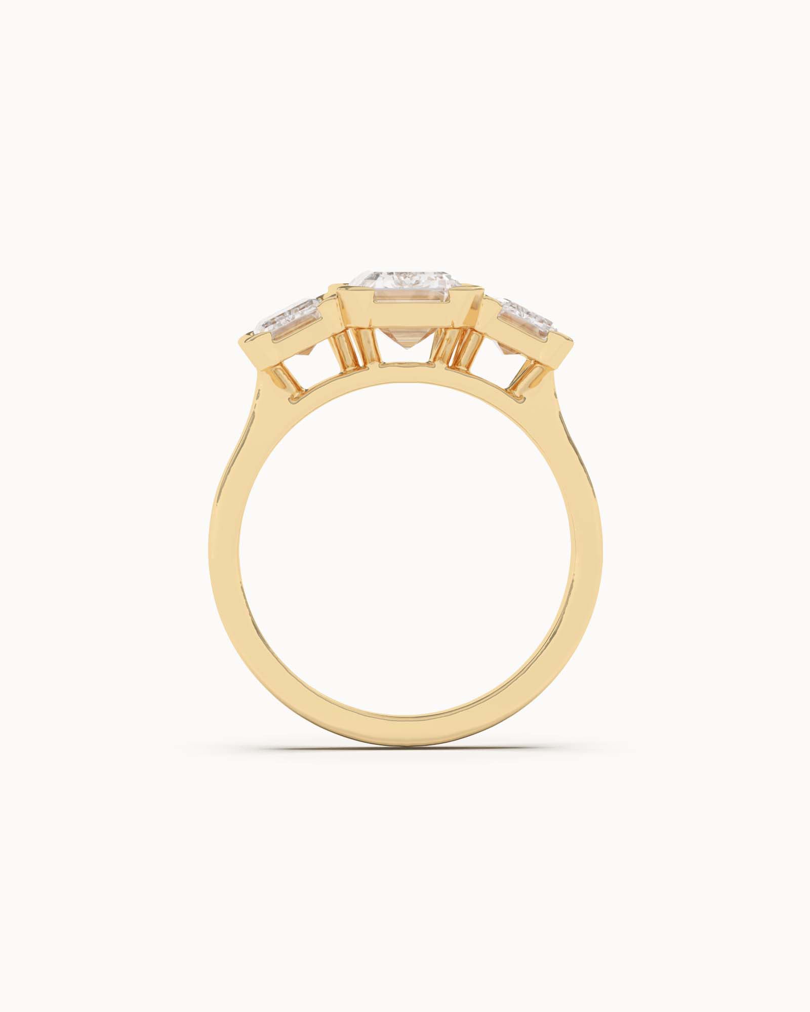 Emerald Cut Lab Grown Diamond Trilogy Ring