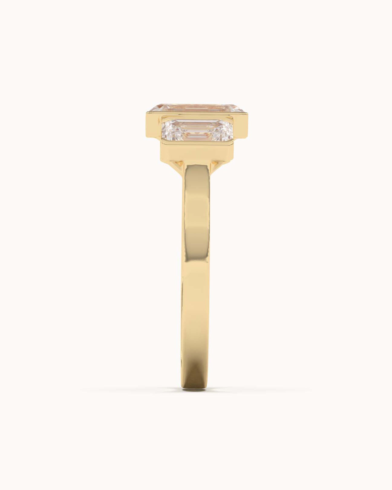 Emerald Cut Lab Grown Diamond Trilogy Ring