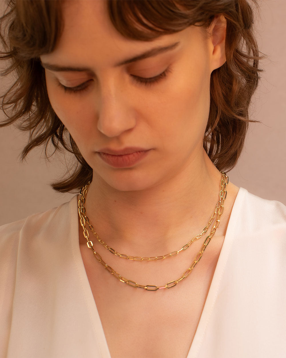 Solid Gold Heavy Paper Chain Necklace