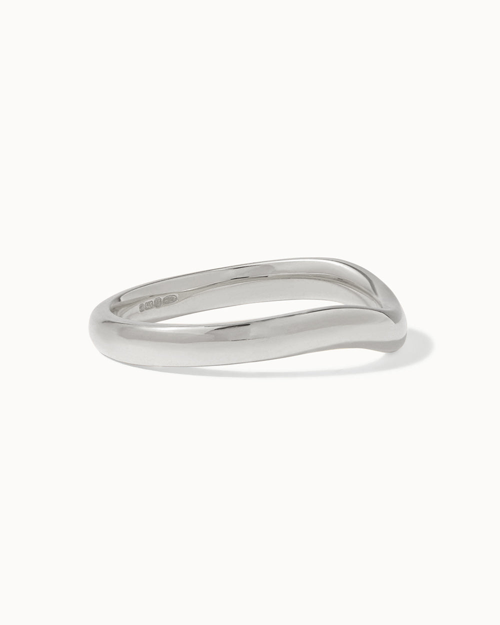 18ct White Gold Contour Ring on white background