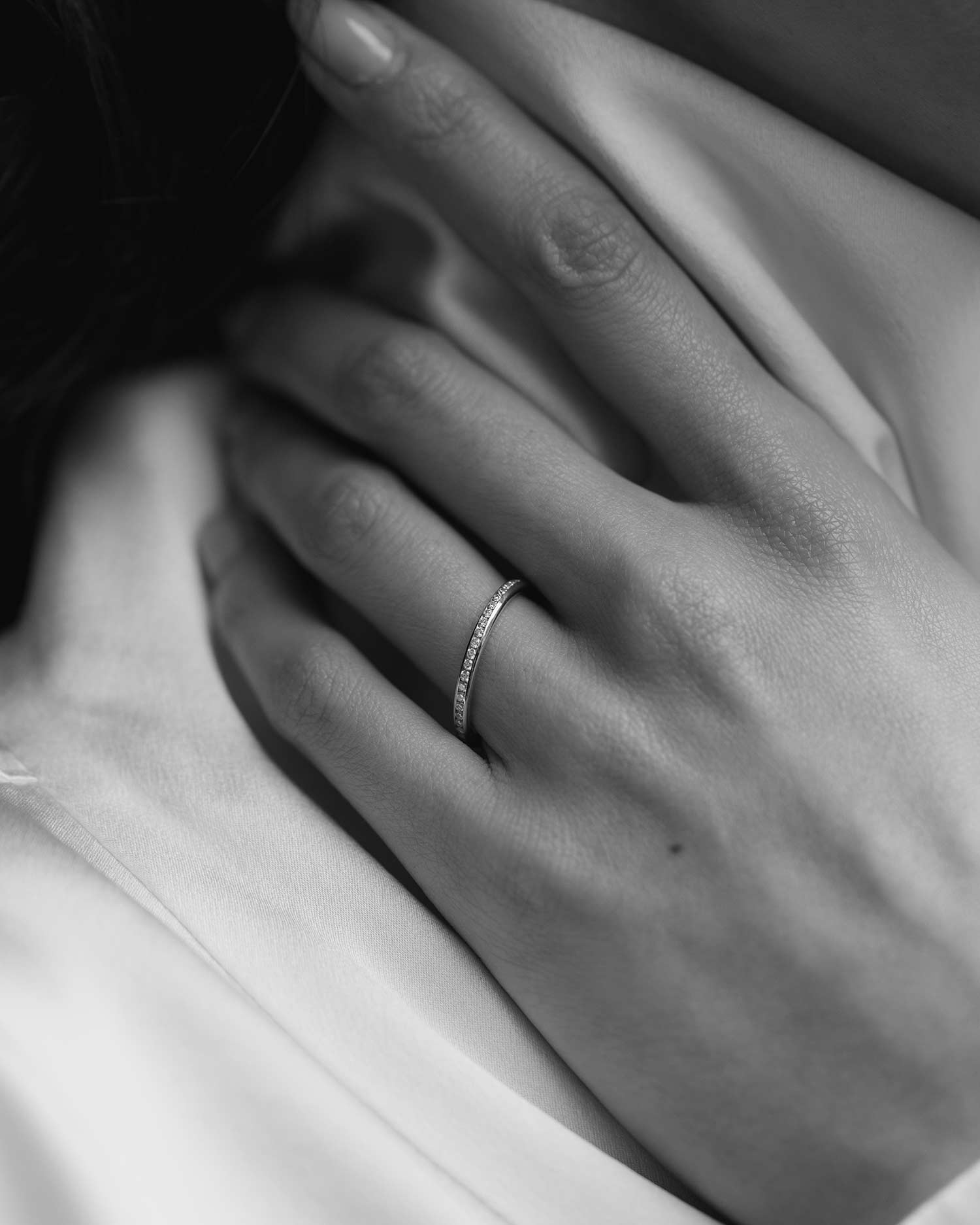 18ct White Gold Diamond Half Eternity Court Ring