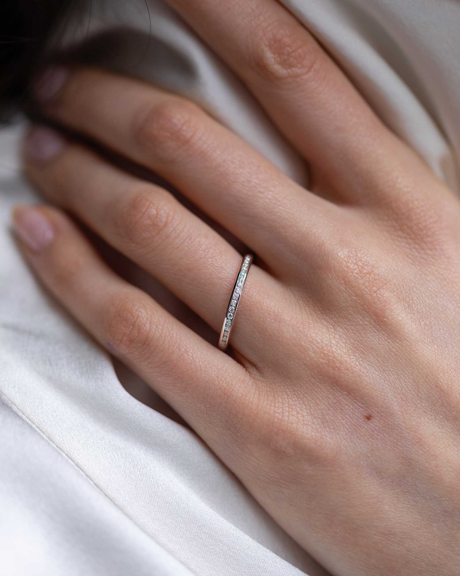 Platinum Diamond Half Eternity Court Ring