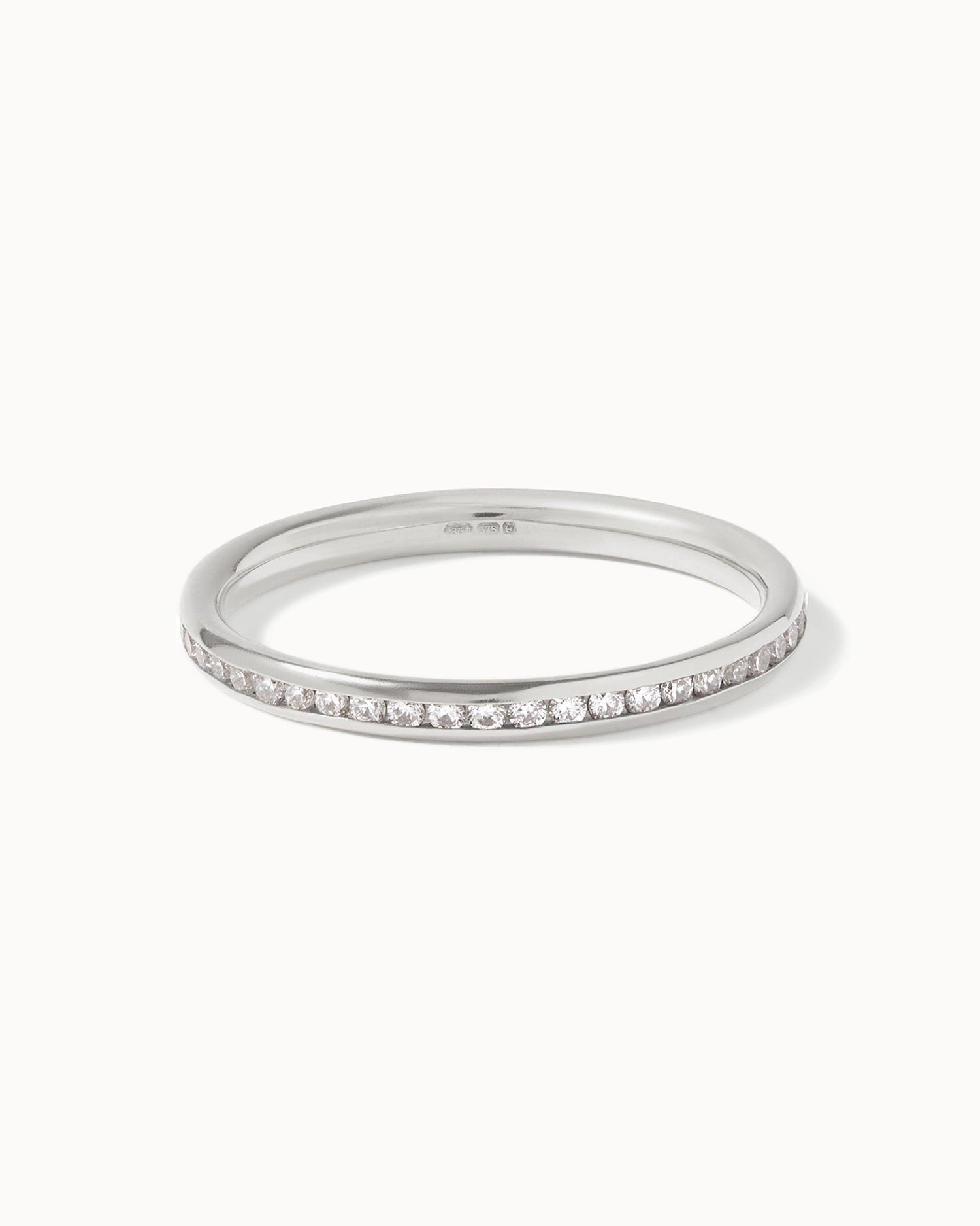 9ct White Gold Diamond Eternity Court Ring