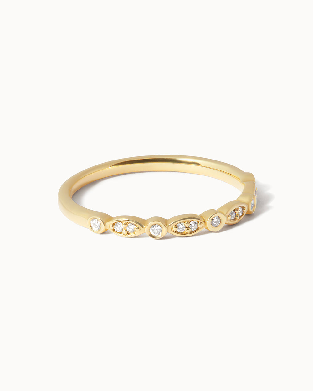 Side view of gold Dual Set Diamond Ring.
