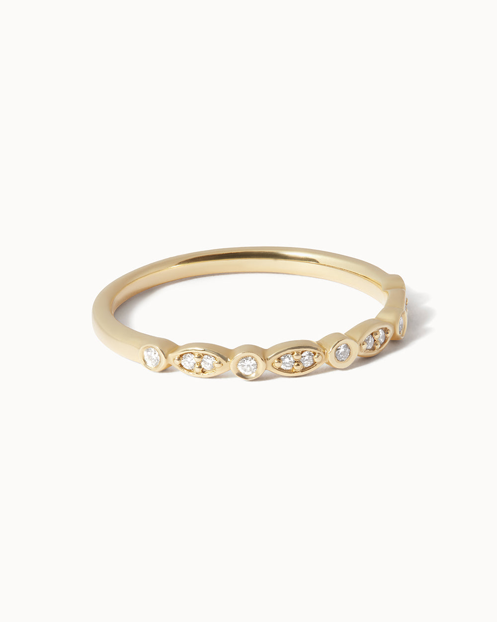 Side view of Dual Set Diamond Ring.