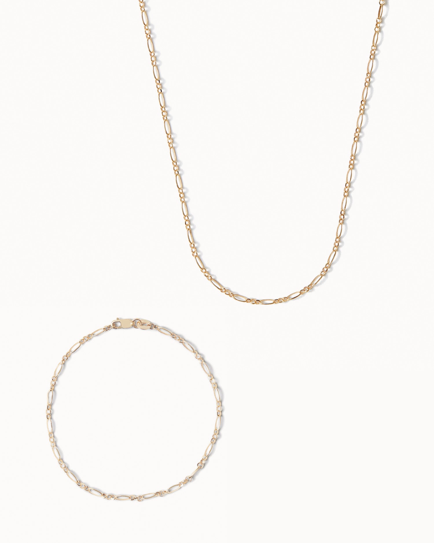 Figaro Chain Necklace and Bracelet Set