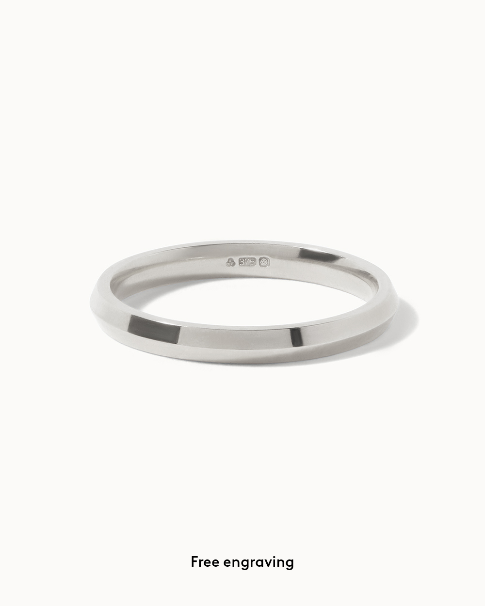 9ct White Gold Fine Edge Ring - 2mm Band